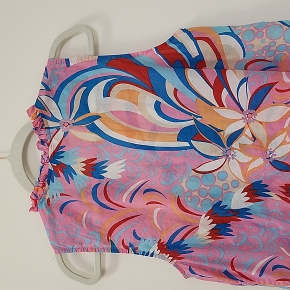 Talbots RUFFLE TRIM SHELL  DAZZLING FLORAL SIZE LP - Picture 9 of 16